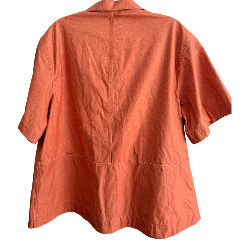 Lafayette 148 New York Jacket Womens L Coral Cotton Poly Utility Short Sleeve‎ - Picture 4 of 8